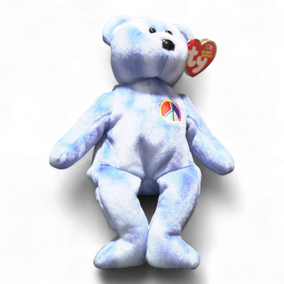 TY Beanie Babies Blue Peace Bear 2002 MWMT Collectible Plush Toy Kidcore Gift - Picture 3 of 10